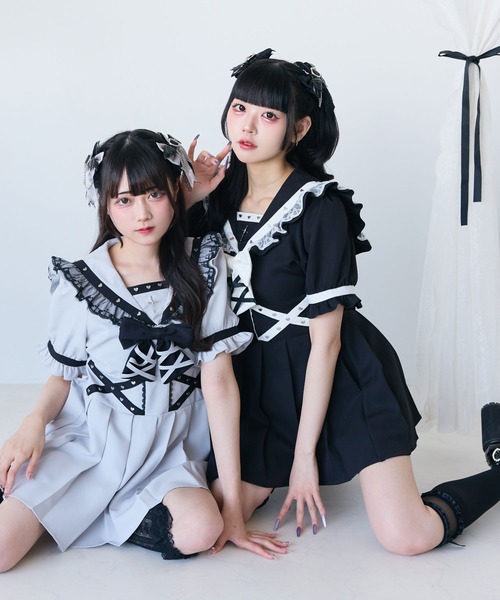 DearMyLove ワンピース 十字架レースフリルハートクロスベルト