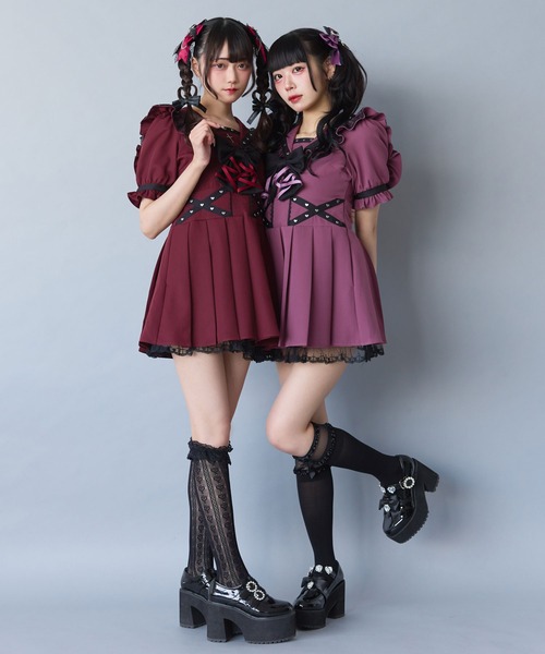 DearMyLove ワンピース 十字架レースフリルハートクロスベルト