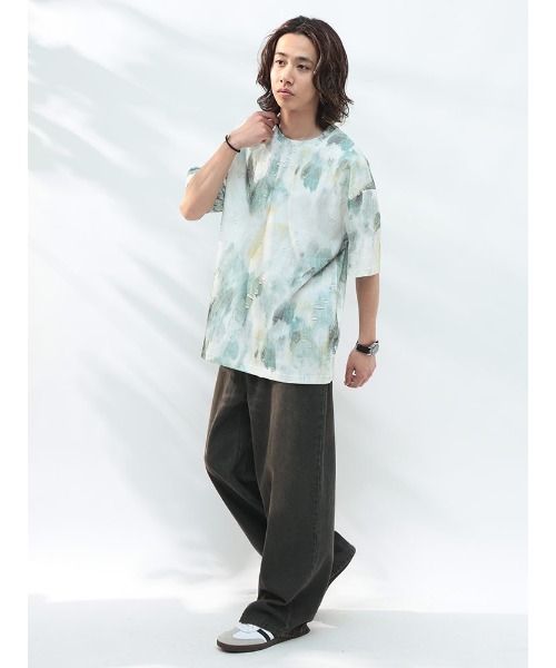 ワイドレッグ デニムパンツ M〜2XL ジップフライ SIDE ZIP WIDE DENIM PANTS/サイドジップワイドデニムパンツ