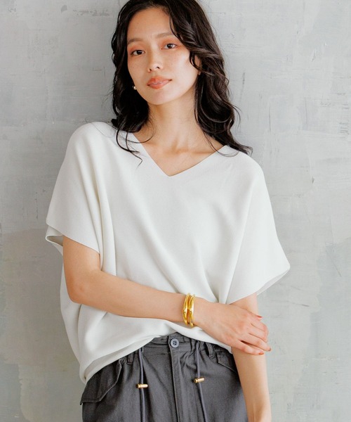 【新品】BARNYARDSTORM 接触冷感Ｖネックカットソー　ホワイト セール】BARNYARDSTORM / 【UVカット＋接触冷感】UVシンプルT