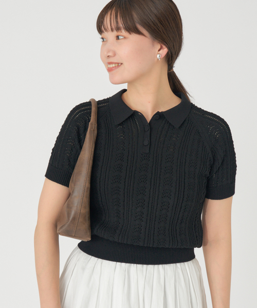 tシャツ コンパクトモクロディ バンドカラーカットソー「ボールチェーン」 レディース コンパクトモクロディ バンドカラーカットソー［ボールチェーン