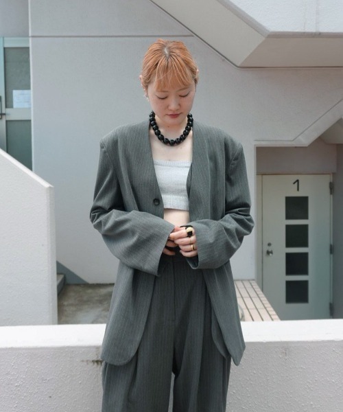 anuke ジャケット テーラードジャケット Collarless Over Jacket