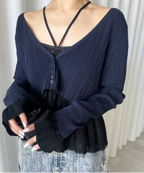 Ameri（アメリ） カーディガン MEDI PURIPURI SHORT KNIT CARDIGAN