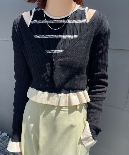 Ameri（アメリ） カーディガン MEDI PURIPURI SHORT KNIT CARDIGAN