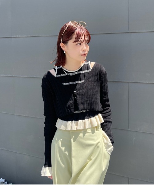 Ameri（アメリ） カーディガン MEDI PURIPURI SHORT KNIT CARDIGAN