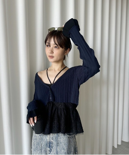 Ameri（アメリ） カーディガン MEDI PURIPURI SHORT KNIT CARDIGAN