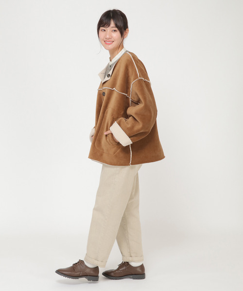 「LBC」 ノーカラージャケット M グレー レディース_画像3