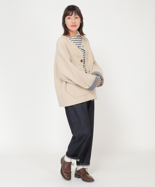 「LBC」 ノーカラージャケット M グレー レディース_画像4