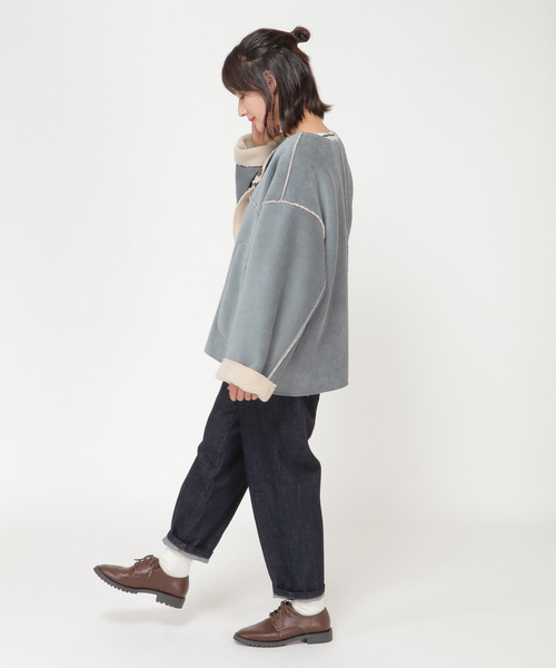 「LBC」 ノーカラージャケット M グレー レディース_画像6
