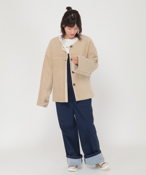 「LBC」 ノーカラージャケット M グレー レディース_画像7