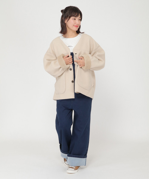 「LBC」 ノーカラージャケット M グレー レディース_画像8