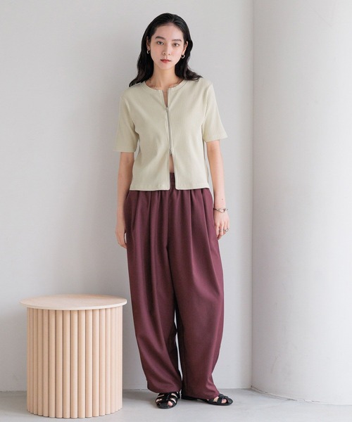 LOWRYS FARM カーディガン WZIPリブカーディガンSS 498290