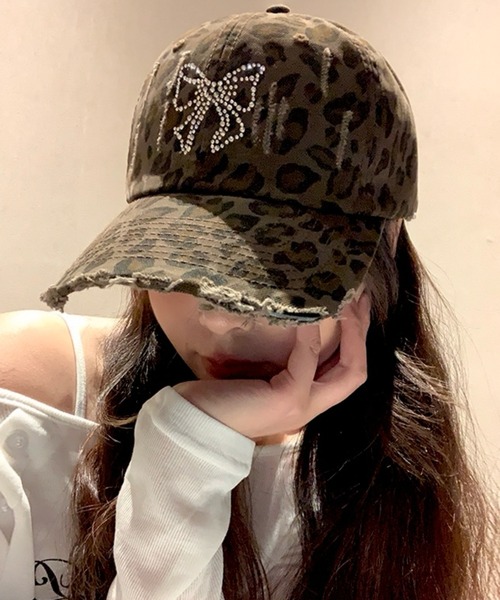 ALMO キャップ 帽子 リボンストーンレオパードキャップ(BQ) レディース