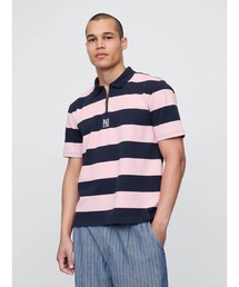 GAP ポロシャツ Gap × Malbon ロゴ ストライプ メンズ