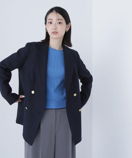 NATURALBEAUTYBASIC ダブルブレストボクシーテーラードジャケット NATURAL BEAUTY BASIC ジャケット テーラードジャケット ダブル