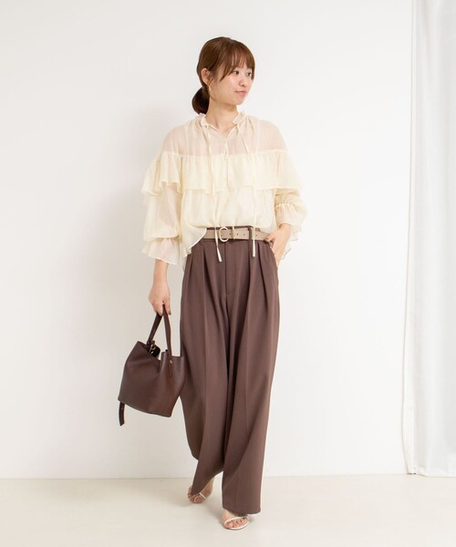 極美品　ノーリーズ　フリルブラウス　ブラウン　38 極美品 ノーリーズ フリルブラウス ブラウン 38の通販はau PAY