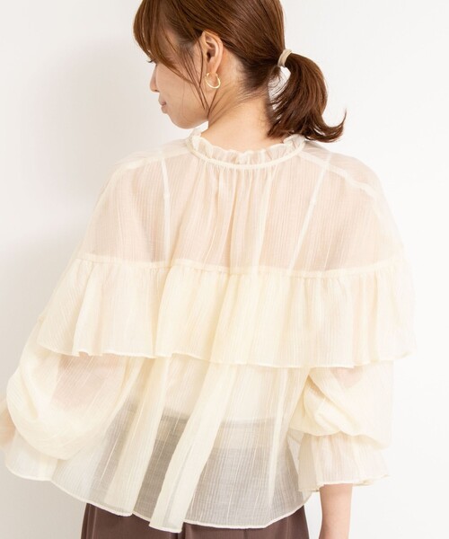 NOLLEY'S（ノーリーズ） ブラウス シャツ シアー楊柳フリルブラウス