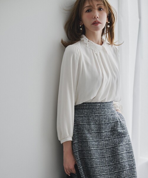 組曲（KUMIKYOKU） ブラウス シャツ ジョーゼットシフォンレース襟