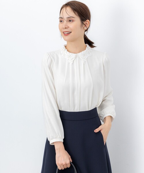 組曲（KUMIKYOKU） ブラウス シャツ ジョーゼットシフォンレース襟
