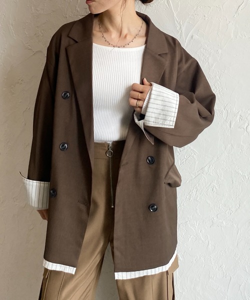 She's Closet ジャケット テーラードジャケット 袖ストライプ長袖