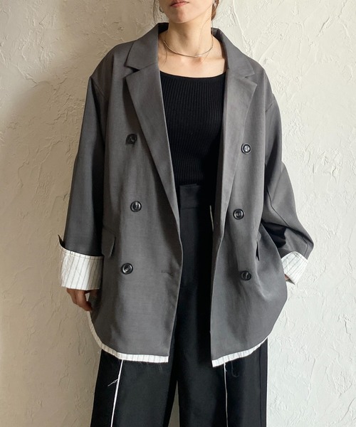 She's Closet ジャケット テーラードジャケット 袖ストライプ長袖