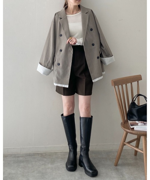 She's Closet ジャケット テーラードジャケット 袖ストライプ長袖
