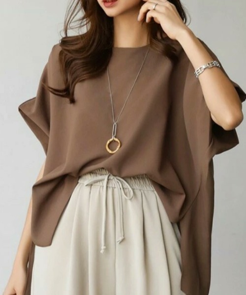 「AMELY」 半袖チュニック フリー ブラック レディース