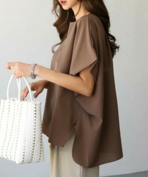 「AMELY」 半袖チュニック フリー ブラック レディース