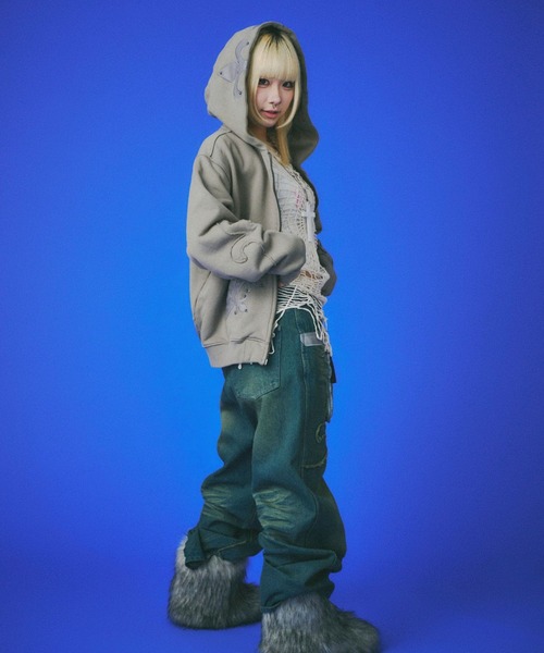 GALFY（ガルフィー） パーカー 百合の紋紋スウェットジップパーカー