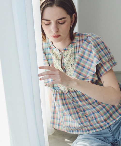 「Unitage」 半袖ブラウス FREE ブルー レディース_画像5