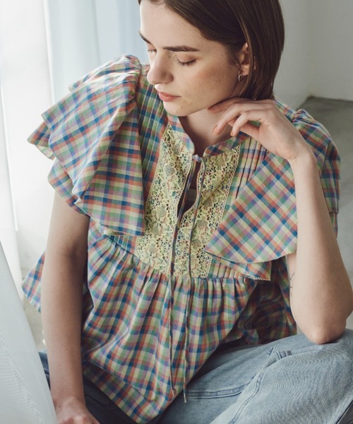 「Unitage」 半袖ブラウス FREE ブルー レディース_画像6