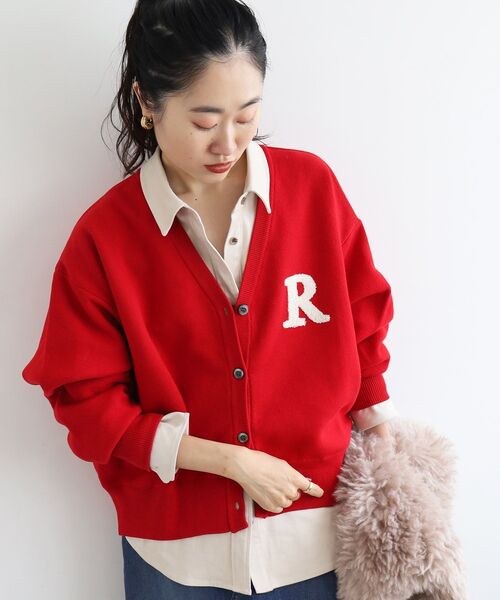 最終価格☆赤ORB刺繍カーディガン【白】 le.coeur blanc（ルクールブラン） カーディガン 再入荷「手洗い可能