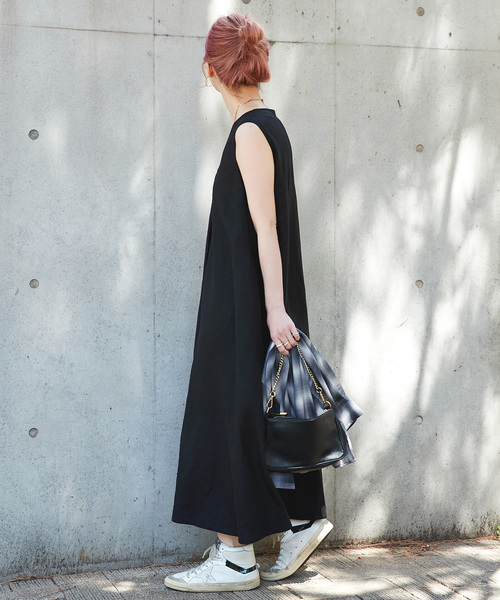 「B.C STOCK」 「Simplicite」ノースリーブワンピース MEDIUM ブラウン レディース_画像4