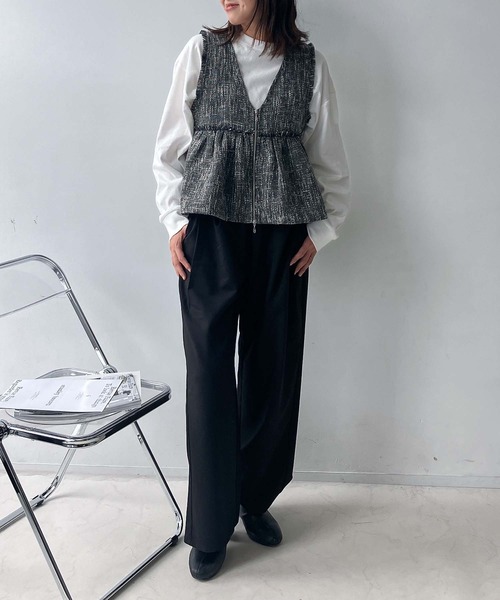 【未使用・美品】LEINWANDE フリンジ ベスト グレー leinwande フリンジ ニットベスト leinwande（ラインヴァンド）の
