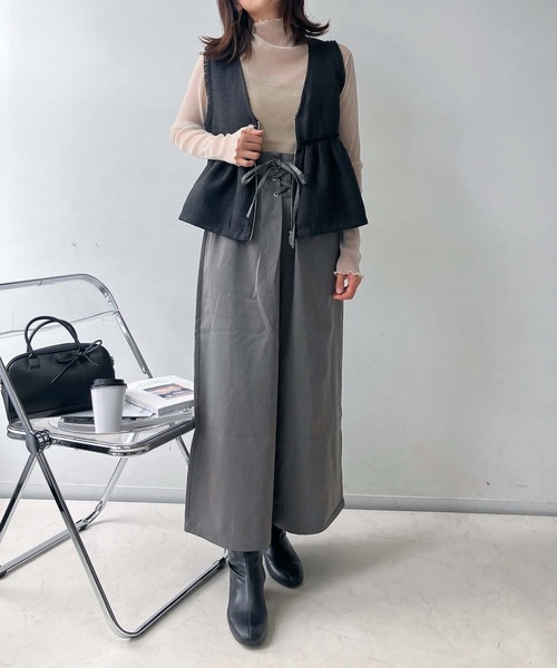 AS KNOW AS（アズノゥアズ） ベスト ジレWジップファスナー フリンジぺ