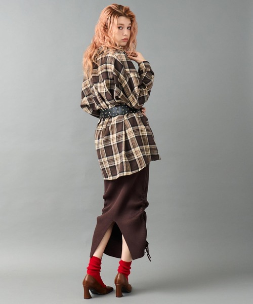 ANAP（アナップ） スカート リブニット サイドギャザー ロングスカート