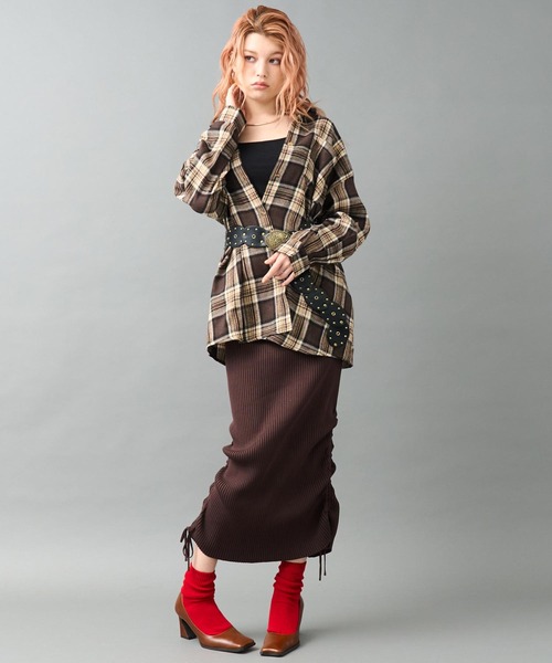 ANAP（アナップ） スカート リブニット サイドギャザー ロングスカート