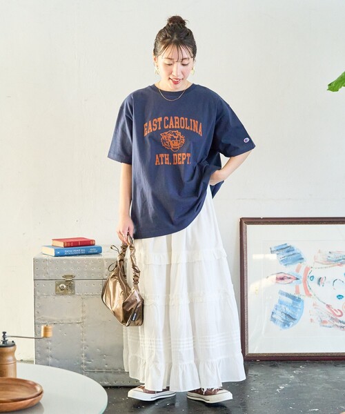 「FREAK'S STORE」 半袖Tシャツ フリ- オフホワイト レディース_画像2