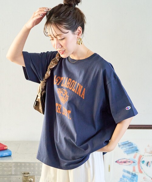 「FREAK'S STORE」 半袖Tシャツ フリ- オフホワイト レディース_画像4