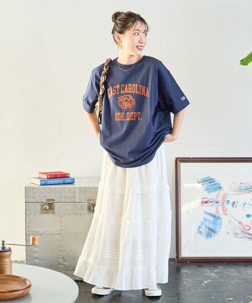 「FREAK'S STORE」 半袖Tシャツ フリ- オフホワイト レディース_画像5