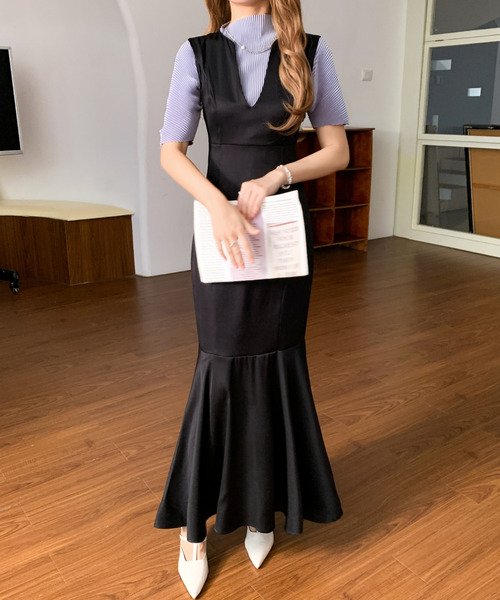 「emi+」 ノースリーブワンピース L ブラック レディース_画像3