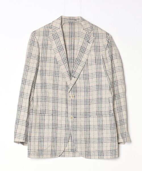 LARDINI（ラルディーニ） チェック柄テーラードジャケット 46 ベージュ