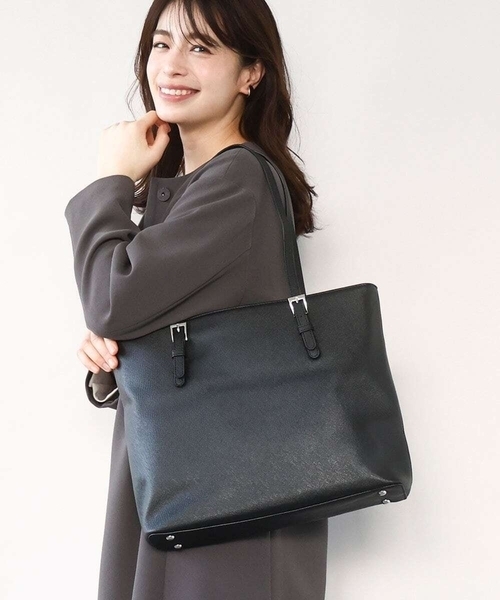 MK ミッシェルクラン バッグ（MK MICHEL  BAG）/[2WAY/インナーバッグ付き]ベルトアクセントスクエアトートバッグ MK MICHEL KLEIN（エムケー ミッシェルクラン） 「2WAY/インナーバッグ