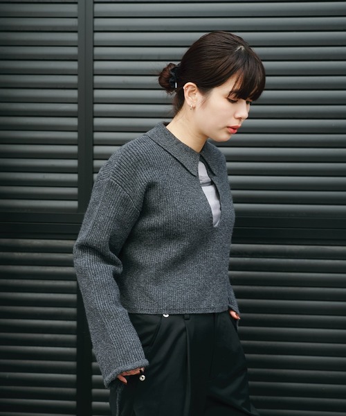 日本売れ済 knuth marf slit neck loose knit ブルー link 【公式通販】