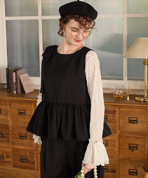 新品未使用 CHIEKO+ plume Layered Top 黒 38 chieko+ plume Layered