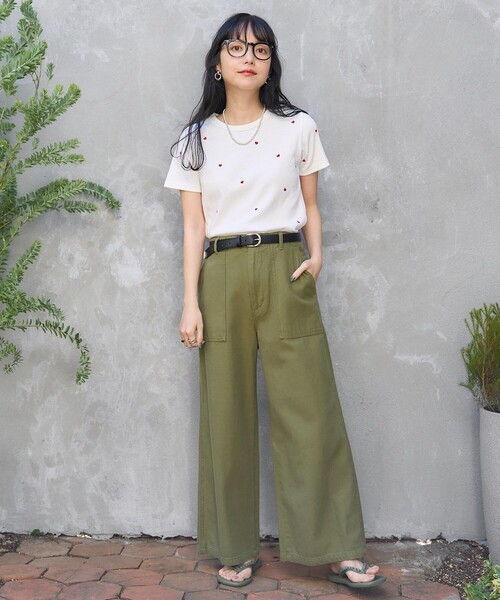 「FREAK'S STORE」 チノパンツ SMALL オリーブ レディース_画像4