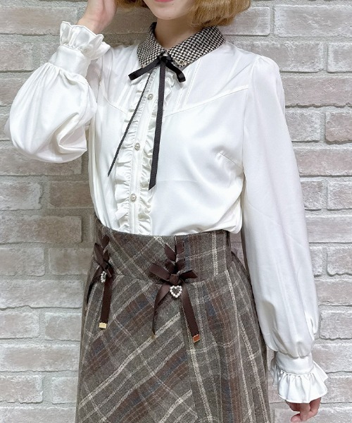 axes femme POETIQUE ブラウス シャツ 金具使い襟BL レディース