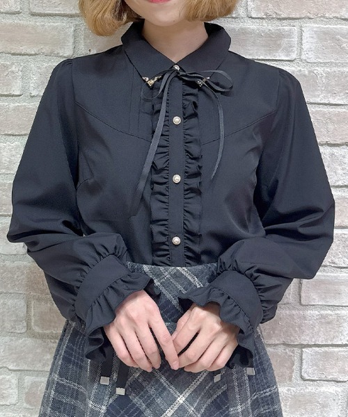 axes femme POETIQUE ブラウス シャツ 金具使い襟BL レディース