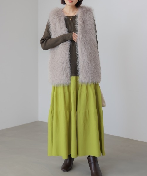 Bou Jeloud（ブージュルード） ワンピース エアリーバイカラーニット