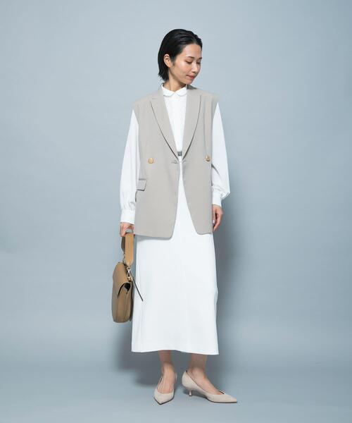 ベスト ジレ 防シワシャンブレーツイルダブルジレ レディース